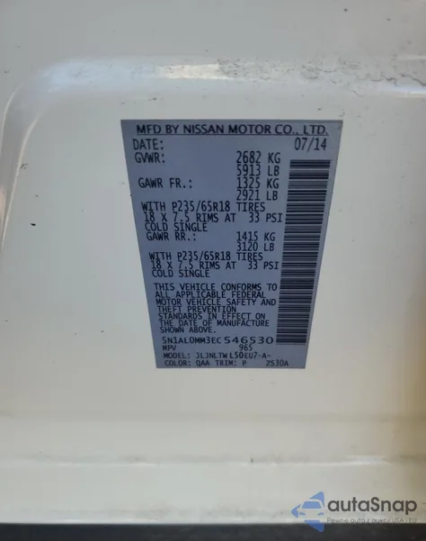 2014 Infiniti Qx60 from USA, damaged, VIN 5N1AL0MM3EC546530